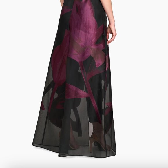 Kay Unger Mave Walk Though Jumpsuit Gown Fig Black 10 NWT $428 - Picture 9 of 13